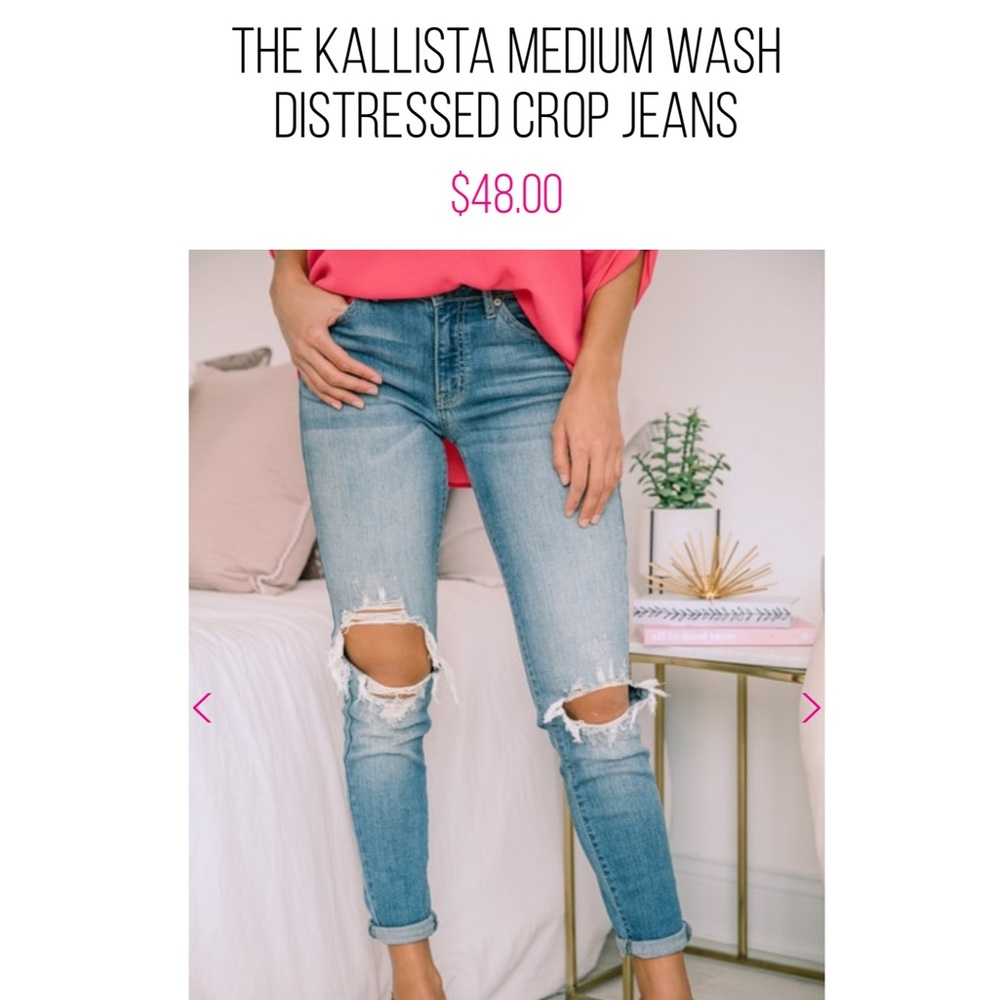 Pink Lily Distressed Jeans